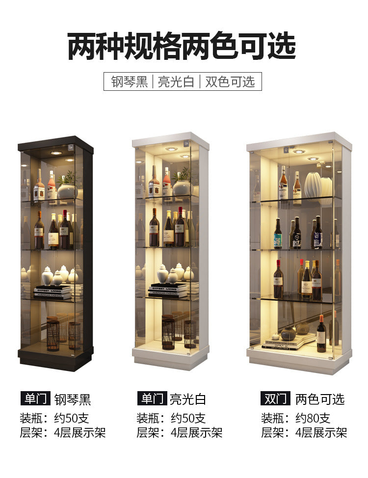 All-Glass Wine Cabinet Living Room Wall-Mounted Sideboard Modern Simple Light Luxury Small Red Wine Transparent Collection Figurine Display Cabinet