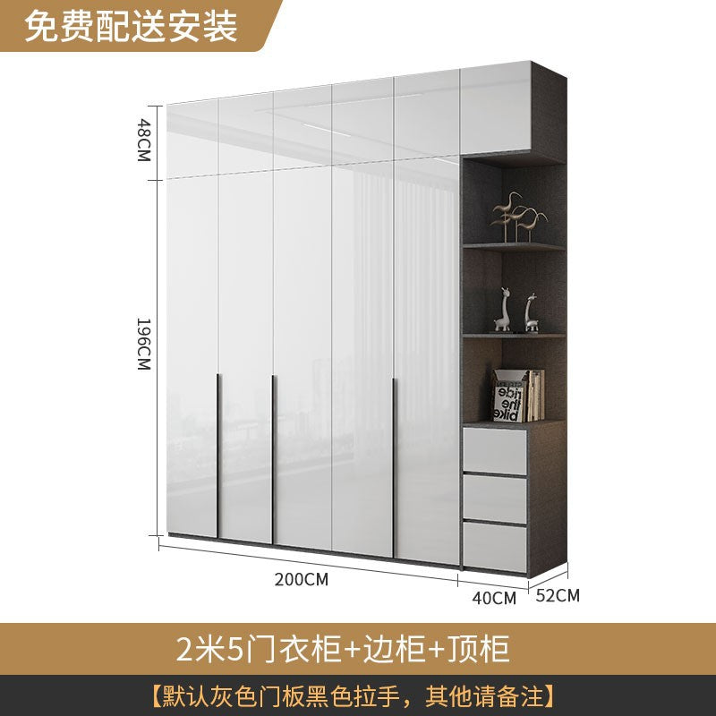 Modern Simple Wardrobe with Swing Doors, Storage Wardrobe with Dressing Table, Shelves, Side Cabinet, Bedroom Wardrobe, Entryway Installation