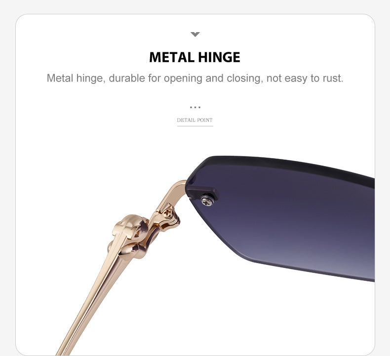 European and American Frameless Cut Edge Leopard Temple Sunglasses for Men Retro Square Frame Driving Sun Protection Sunglasses Wholesale Glasses