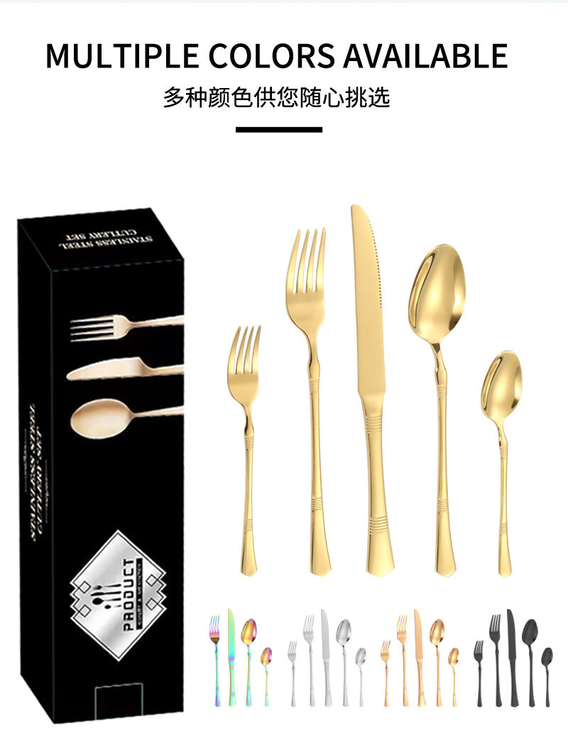 Stainless Steel Cutlery Western Steak Knife and Fork6Restaurant Crown Knife, Fork, and Spoon for One Person24Piece Suit