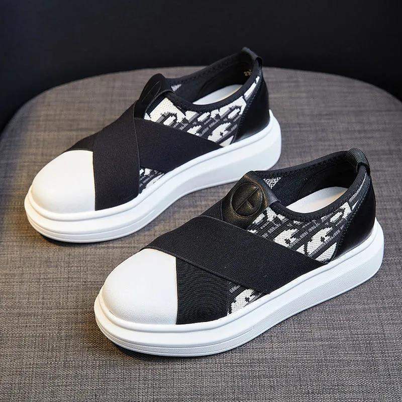 Super Soft White Shoes for Women2025New Summer Slip-On Versatile ins Students Thick Bottom Casual Loafers