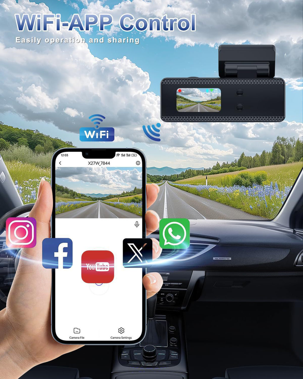 K02Driving Recorder Mobile Phone Interconnection WiFi High Definition Ultra Wide Angle Night Vision No Installation Required4K Vehicle Recording