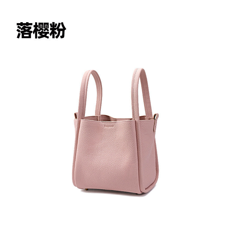 Medium Size Basket Series Women's Bag Top Layer Cowhide Fashion Women's Bag Large Capacity Shoulder Bag Crossbody Handbag Bucket Bag
