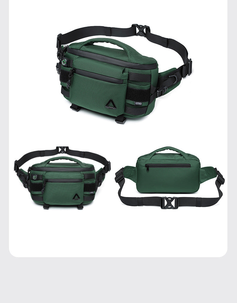 OZUKO Men's Waist Bag Waterproof High-End Crossbody Bag Chest Bag Tactical Trendy Portable Functional Travel Bag