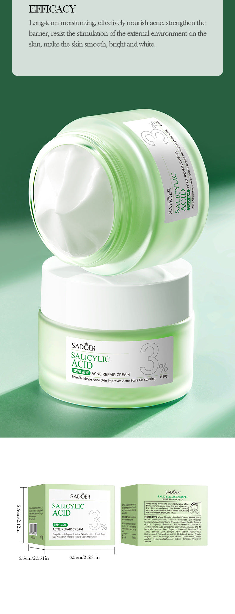 Salicylic Acid Skincare Series SADOER Anti-acne Amino Acid Moisturizing and Hydrating Skin Care Products  Foreign Trade Approval