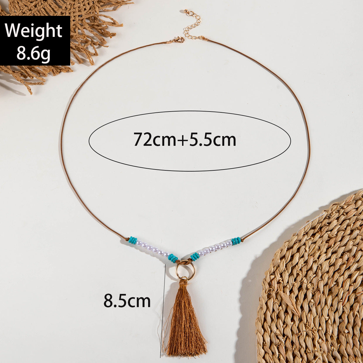 Simple Colorful Beaded Tassel y Chain Necklace Elegant Versatile Diamond-Studded Sweater Chain Jewelry
