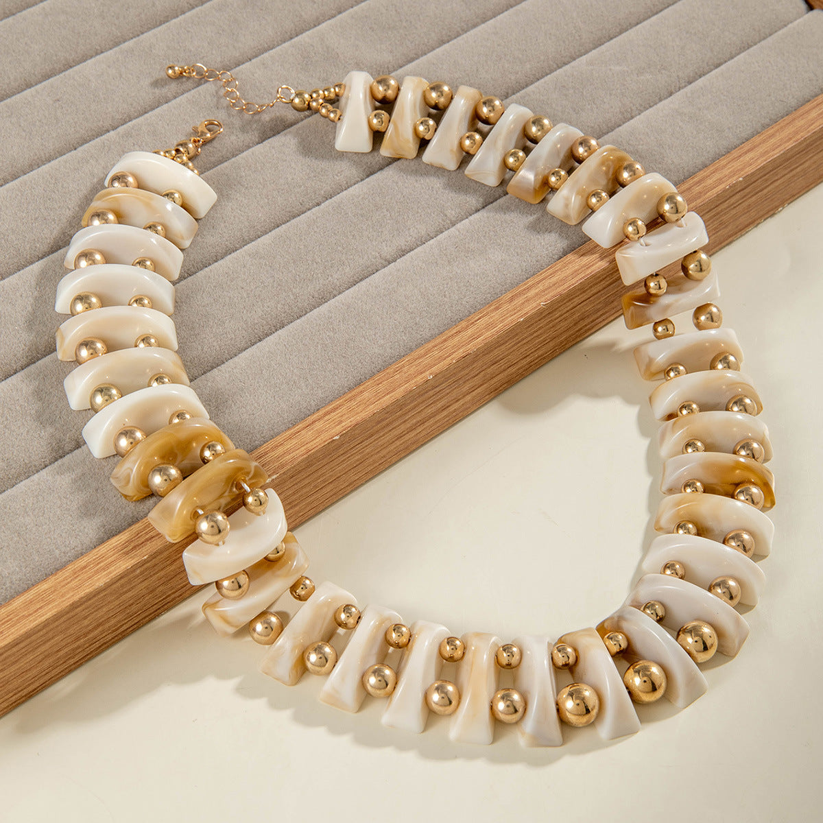 European and American Fashion Trend Exaggerated Necklace Geometric personalized handmade beaded Bohemian style necklace