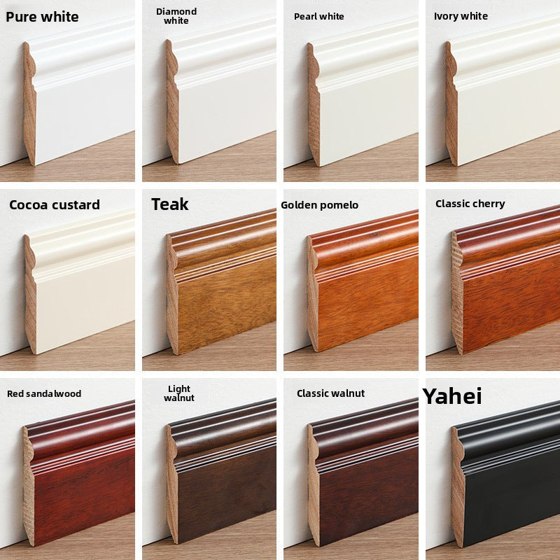 Solid wood skirting board, Fanlongnian Villa, Xunmu painted baseboard, wooden Chinese-style wood grain10cm Solid wood skirting board