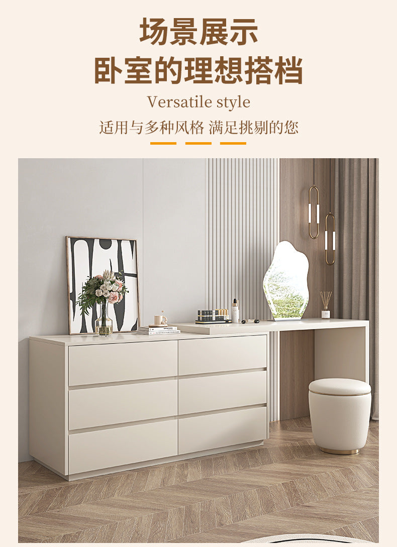 Khaki Gray Solid Wood Dressing Table Bedroom Makeup Cabinet Room Master Bedroom Makeup Mirror Makeup Table Small Apartment Internet Celebrity Makeup