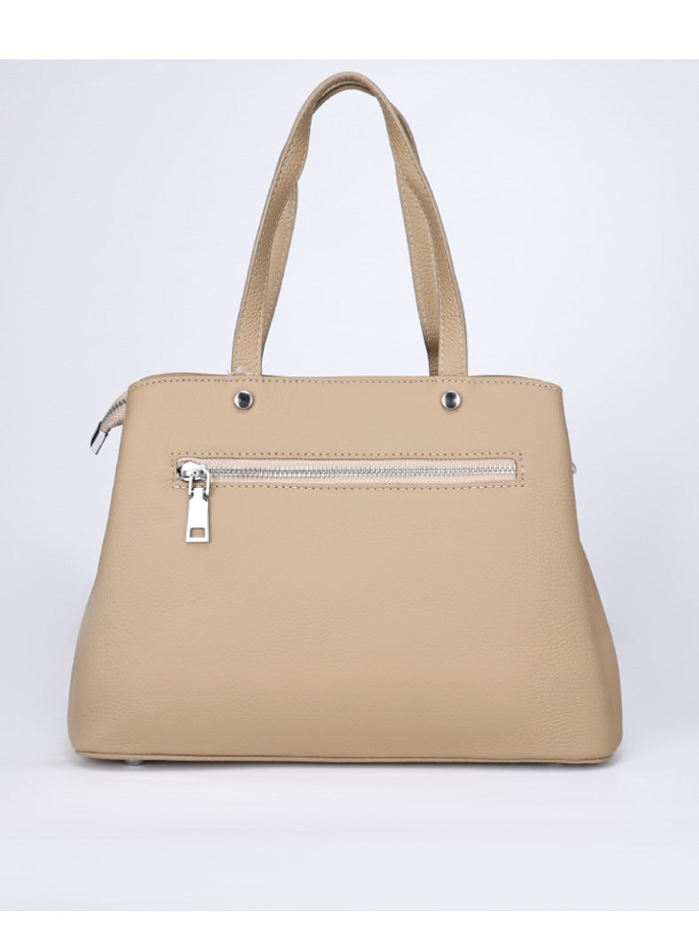 Genuine Leather Tote Bag Top Layer Cowhide High-End Feel Women's Handbag Crossbody Garden Bag Commuter Large Capacity Bucket Bag