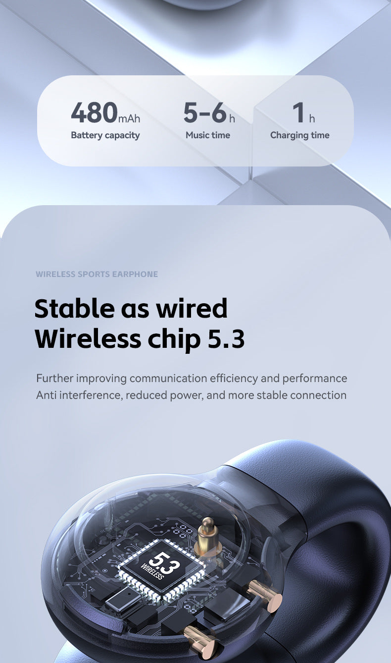 Popular M30Ear Clip Bone Conduction Sports High-End Ultra-Long Battery Life Wireless Bluetooth Earphones Wholesale