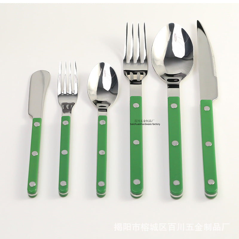 Stainless Steel Knife, Fork, and Spoon Three-Piece Set ins Wind Tableware Set Knife and Fork Cream Style Steak Western Knife and Fork Set