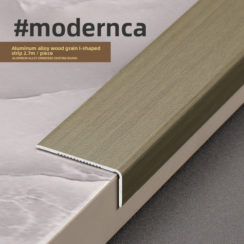 Aluminum alloy wood grain L Right-angle ultra-narrow wood flooring edge trim strip7Door threshold edging trim, wardrobe corner fastener strip
