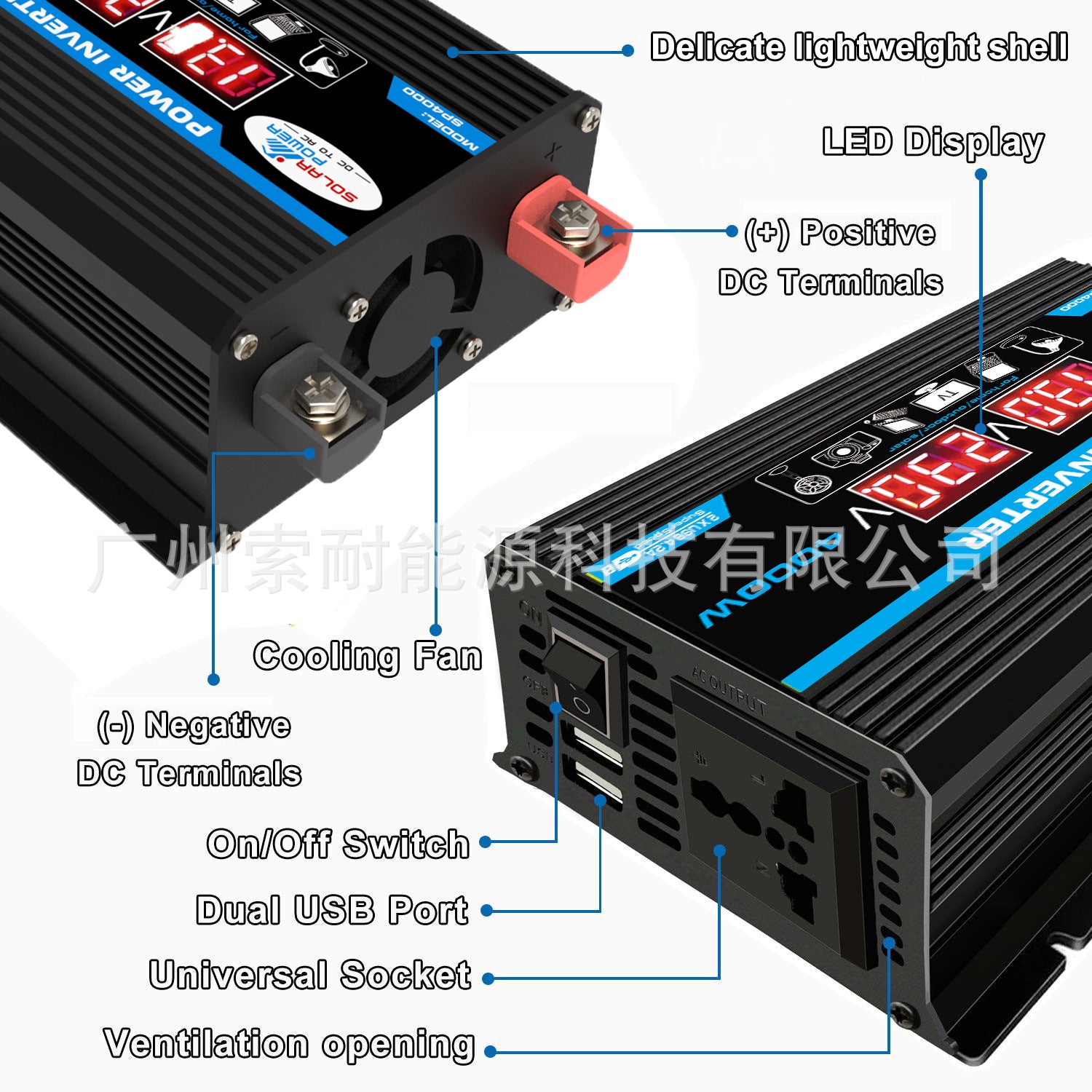 Tang Dynasty Second Generation Car Inverter300W 12V Turn110V 220V Voltage Display Export inverter