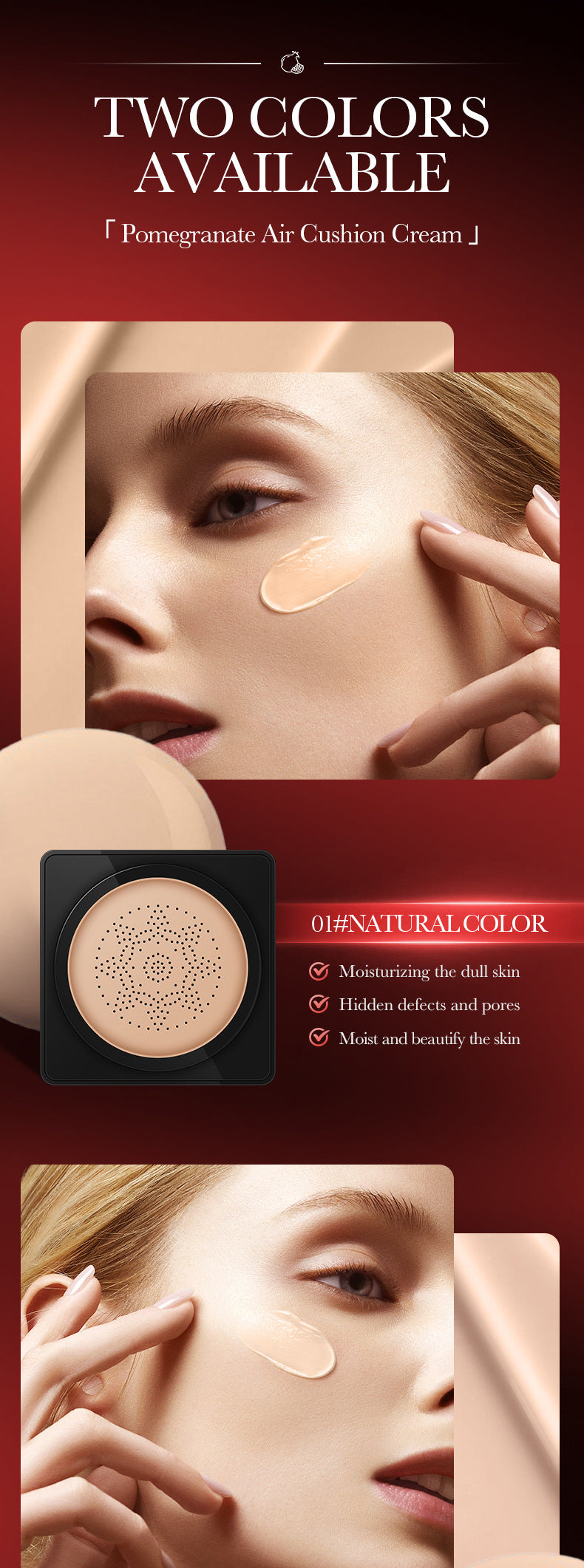 Makeup SADOER Red Pomegranate Concealer Moisturizing Mushroom Cushion Beauty Cream BB Wholesale Cross-Border Foreign Trade Frost