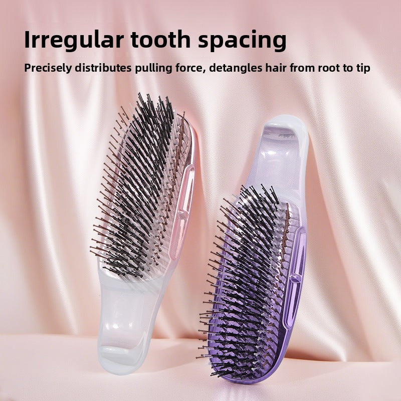 Cross-Border Electroplated Meridian Massage Comb Round Bead Three-Stage Comb Teeth Smooth Hair Anti-Tangle Dry and Wet Dual-Use Fine Needle Portable Comb