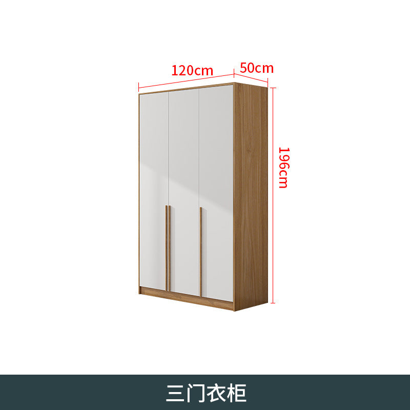 Natural Wood Color Cream Style Wardrobe with Flat Doors for Bedroom, Comes with Small Dressing Table, Freely Combinable Storage Cabinet