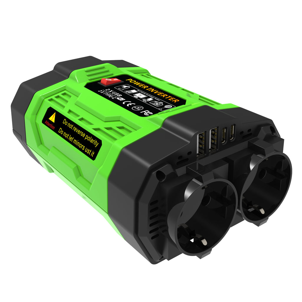 European Standard Socket Car Inverter200W 300W 600W12V Turn220V Dual Socket Dual USB Double Type-C