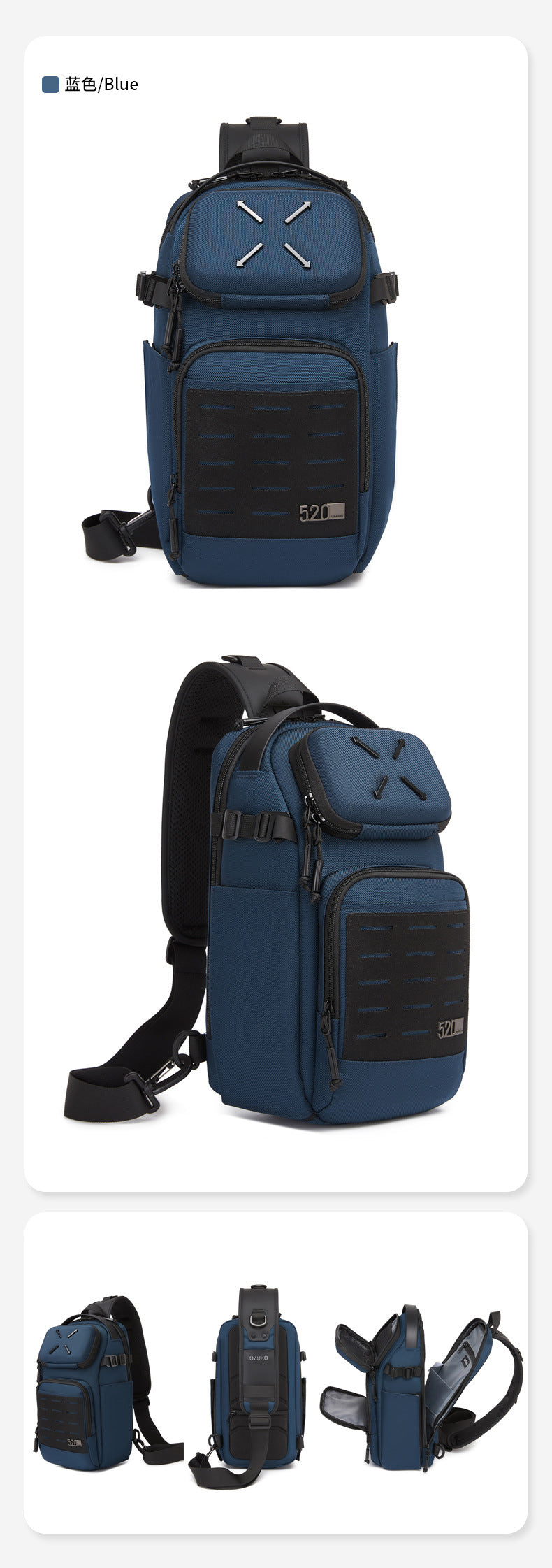 ozuko Men's Chest Bag Crossbody Bag High-end Waterproof Large Capacity Trendy Men's Shoulder Bag Commuting Portable Bag