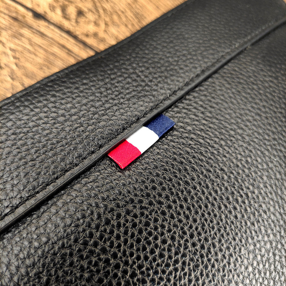 Business Commuting Genuine Leather Clutch Bag for Men, Casual Large Capacity Top Layer Cowhide Men's Handheld Wallet Phone Bag