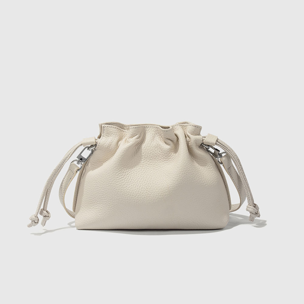 Wholesale pleated cloud bag genuine leather small handbag for women bag Bucket Bag Top Layer Cowhide Niche ins Shoulder Crossbody Bag