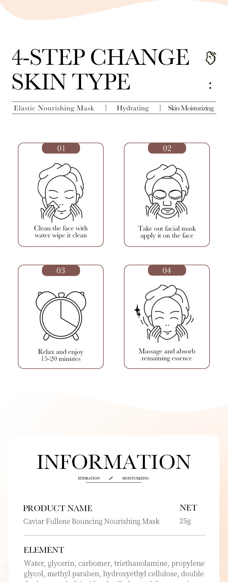 Mask BIOAOUA White Truffle Moisturizing Caviar Nourishing Resurrection Grass Hydrating  Wholesale
