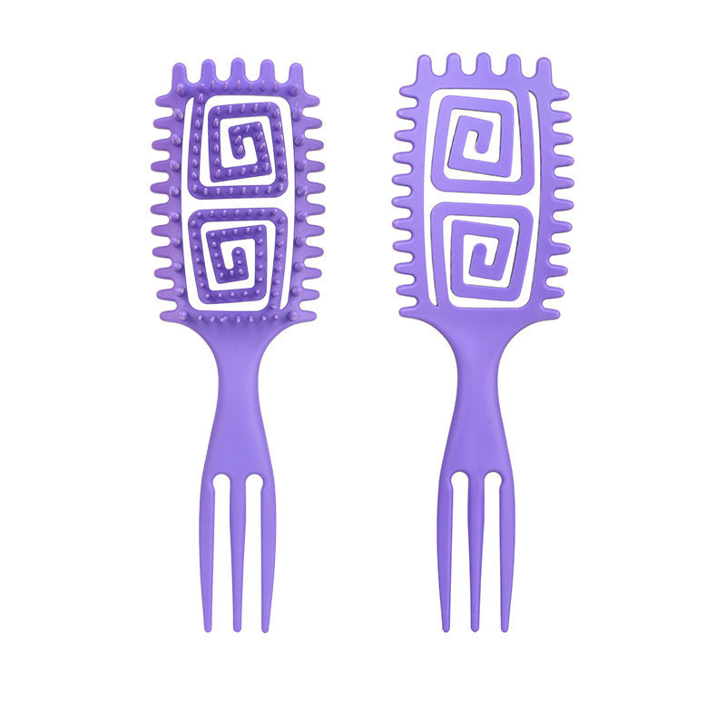 Bounce Curl Defining Styling Comb Smooth Hair Hollow Tail Three-Prong Scalp Cleaning Comb Sea King Curl Hair Styling Comb