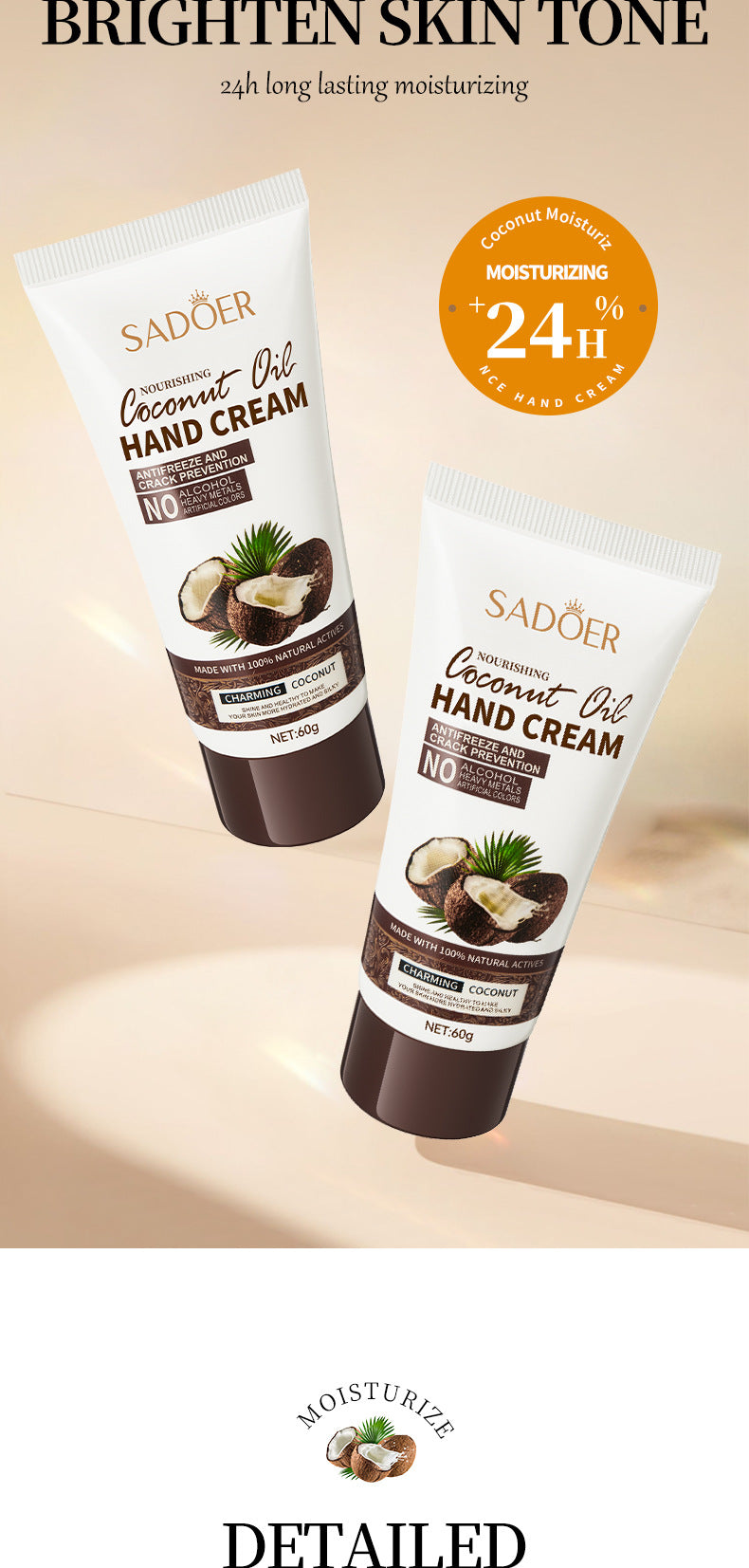 Coconut Hand Cream SADOER Hydrating, moisturizing, anti-chapping, nourishing hand cream for  foreign trade wholesale
