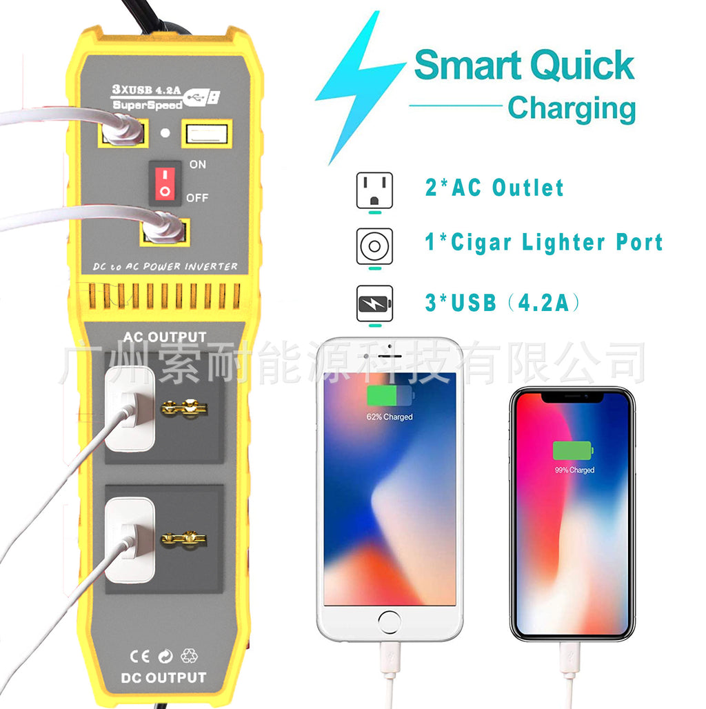 Car Converter Inverter200W Automotive Small Electrical Appliances12V Turn110V/220V Belt3USB Mouth2Socket