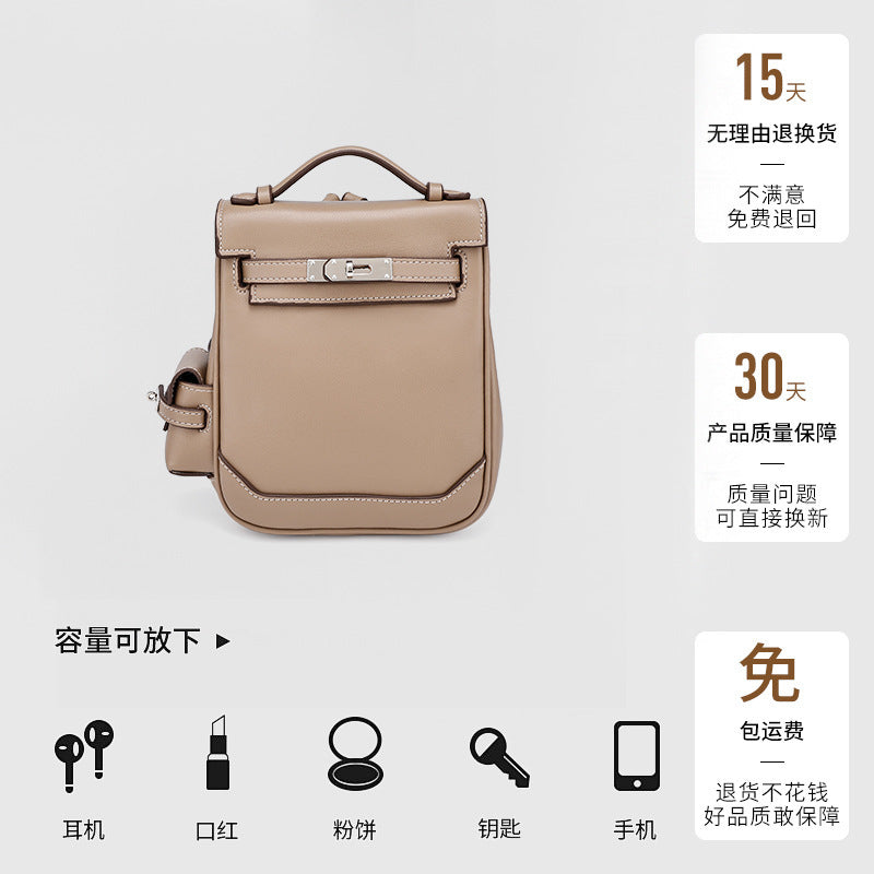 Genuine Leather Vintage Kelly Bag for Women, High-End Versatile Underarm Commuter Messenger Bag, Top Layer Cowhide Single Shoulder Crossbody Bag for Women