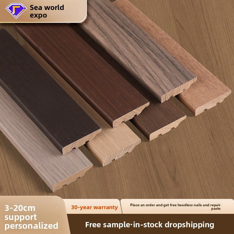 Italian-style ultra-narrow, ultra-thin straight wall molding L Floor skirting is covered to prevent moisture 5.5 Solid wood skirting board