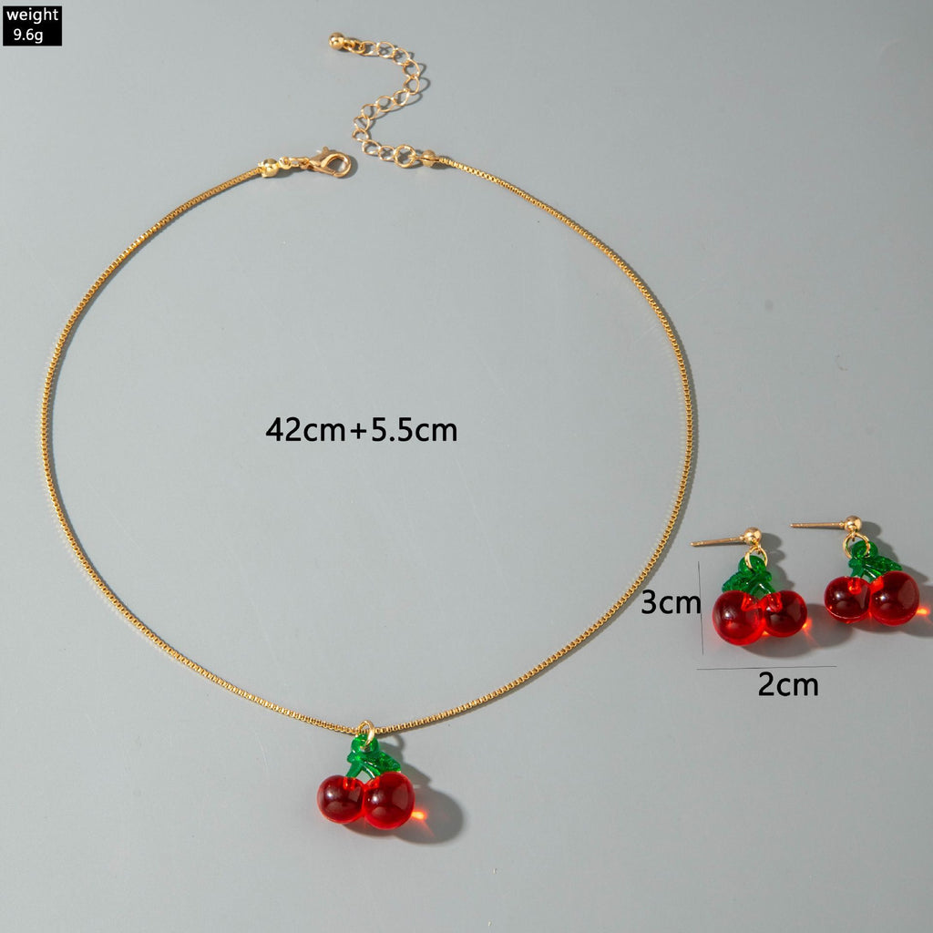 European and American Style Jewelry Light Luxury Imitation Pearl Cherry Necklace High-End Versatile Grass Multi-Layer Stacking Necklace Wholesale