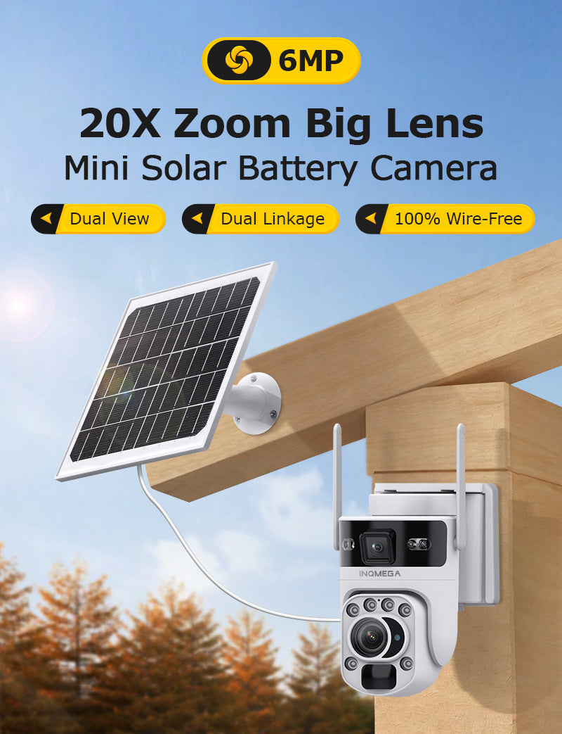 4G Solar-powered Camera6MP High Definition Full Color Dual Lens Dual Screen20X Zoom Solar Camera