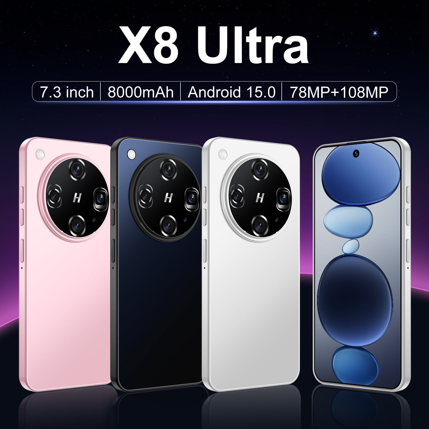 New X8 Ultra Android Smartphone7.3Large Screen with Perforations16+1T E-commerce available