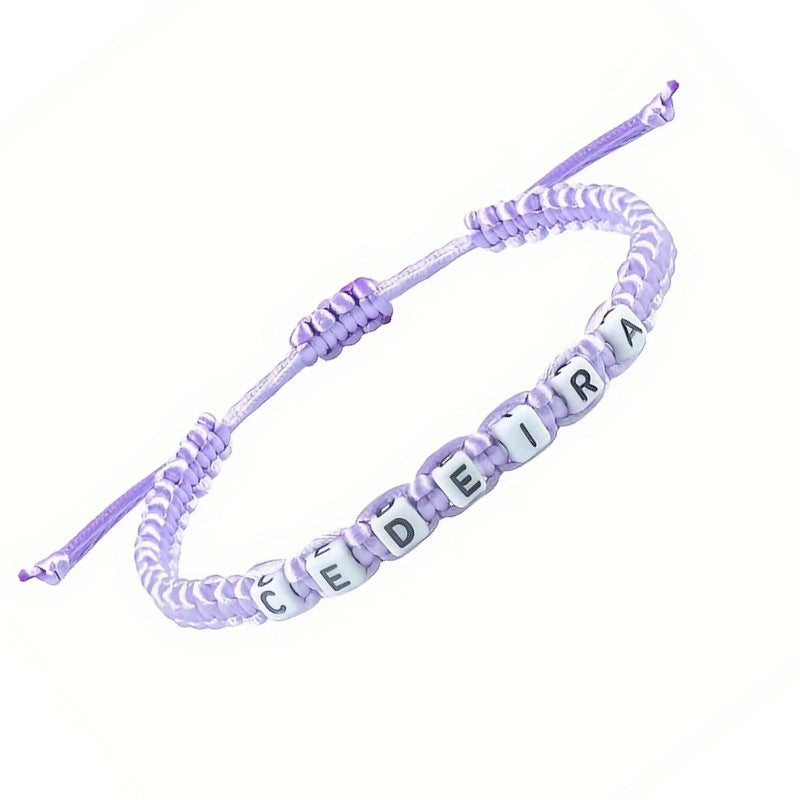 Hand-woven Colorful Bracelet for Women, Stretchable Gift Bracelet CEDEIRA Acrylic Letter Woven Bracelet