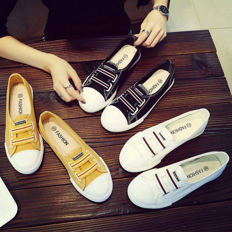 Shallow Canvas Shoes for Women Slip-On Shoes Women's Shoes Slip-On Flat Casual Korean Style Soft Sole Thin Non-Slip Cloth Shoes