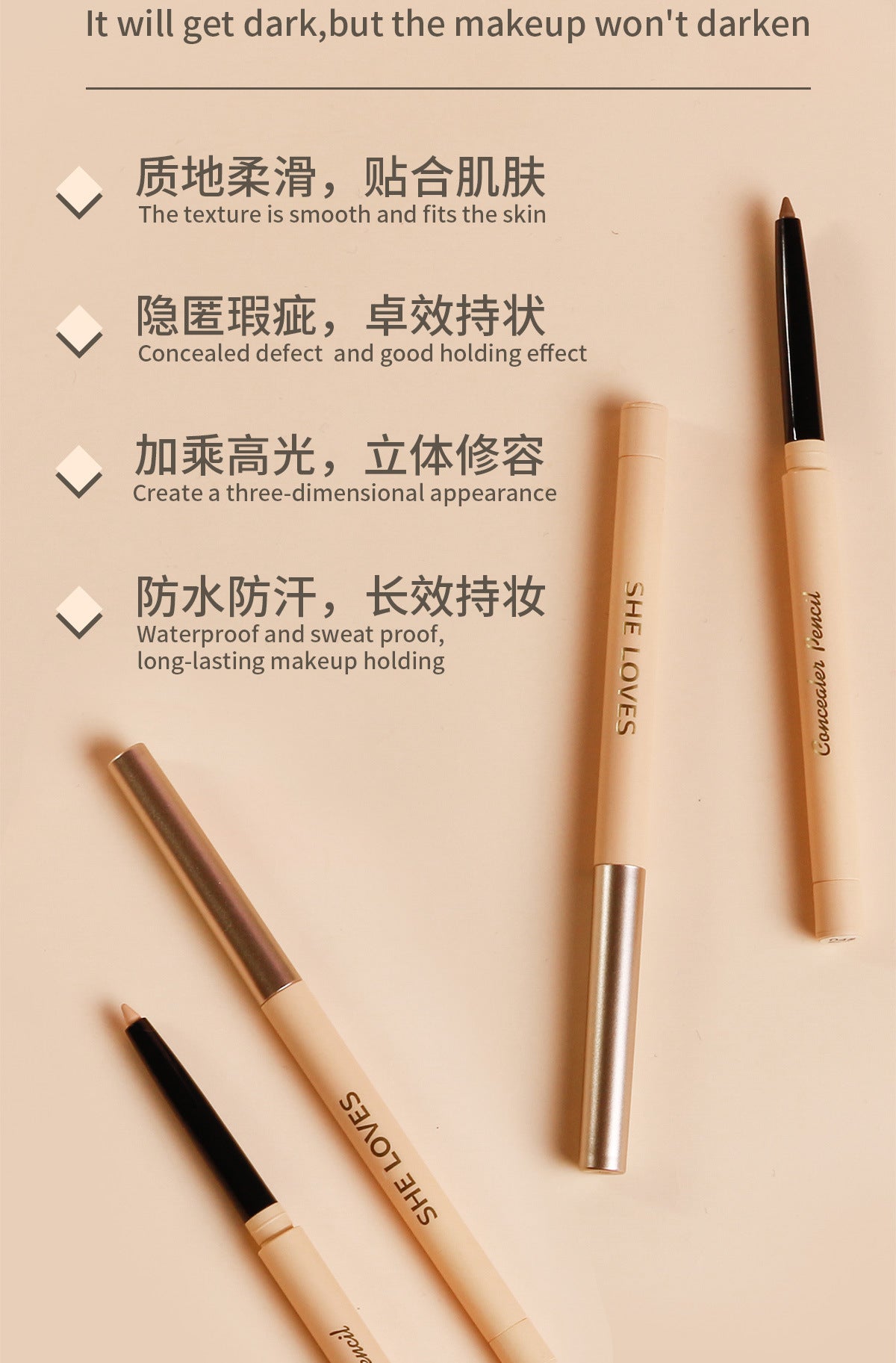 Fine Concealer Pen for Under-eye Dark Circles, Acne Marks, and Shadow Contouring Stick