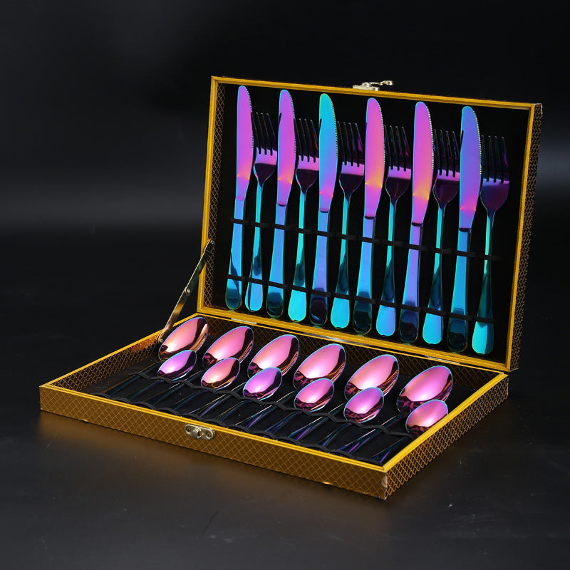 1010Cutlery Set Hotel Holiday Steak Western Food Tableware24Gift Set Wooden Box