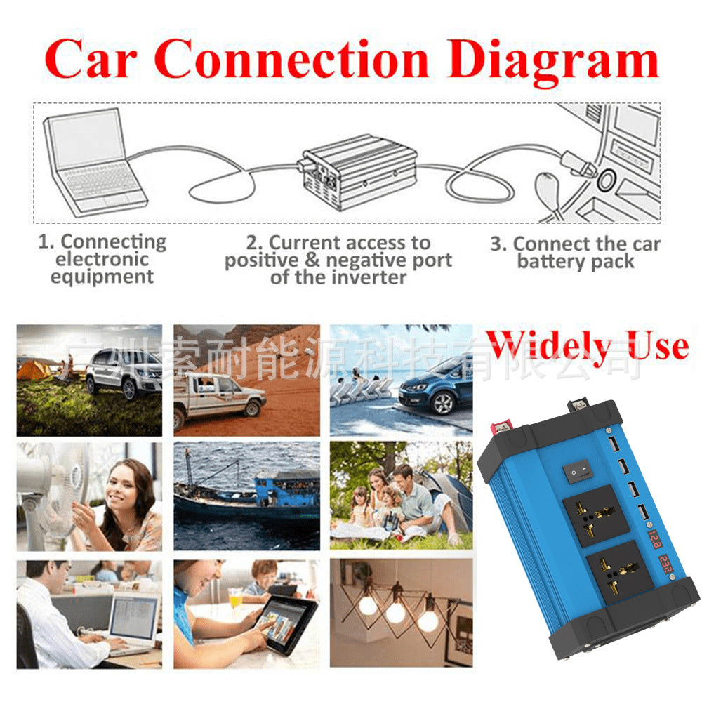 Automobile and Motorcycle Parts Car Adapter300W/500W Inverter12V Turn110V/220V Car Inverter Power Supply