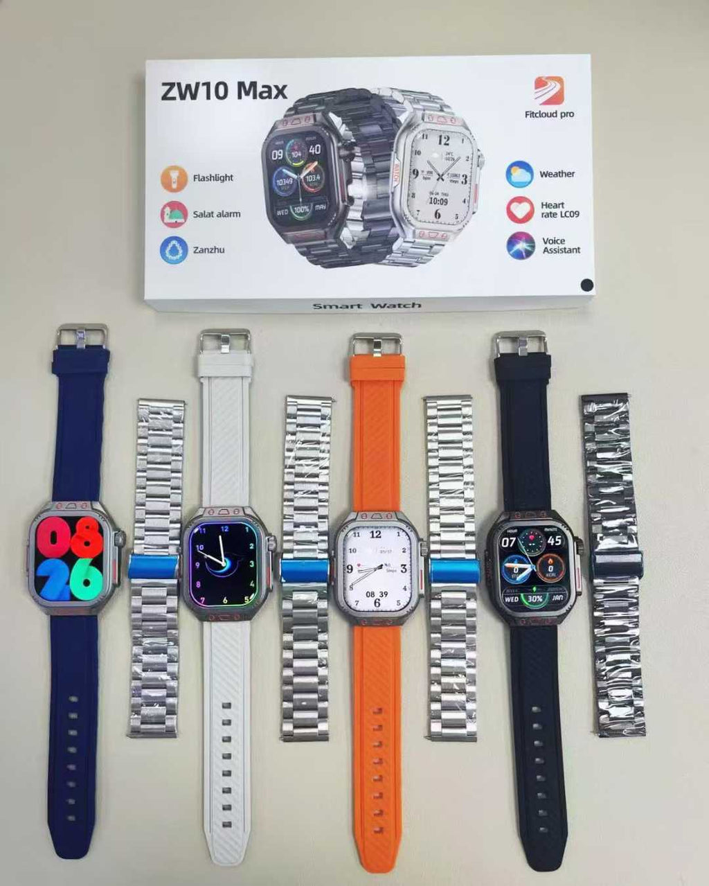 ZW10 Max Smart Watch Bluetooth Call True Heart Rate Step Sleep Monitor Flashlight Outdoor Three-Proof Sports