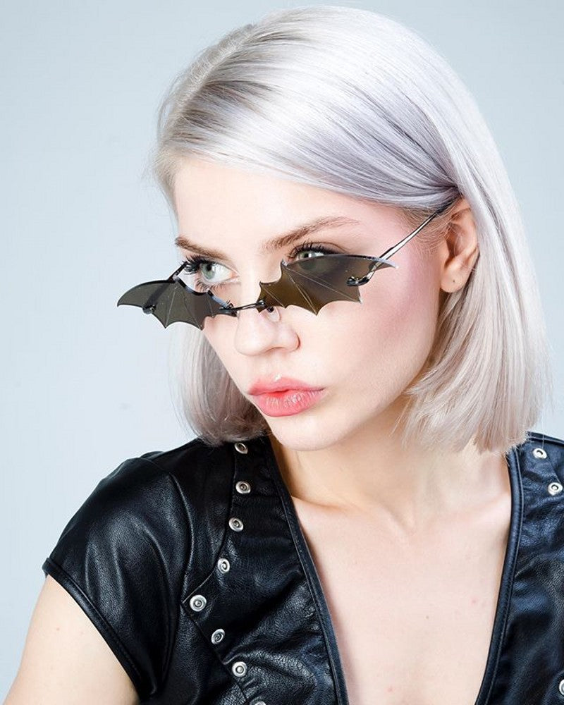 Bat Sunglasses for Women, Quirky Party Trendy Street Style Sunglasses, Small Frame European and American Fashion Irregular Glasses sunglasses
