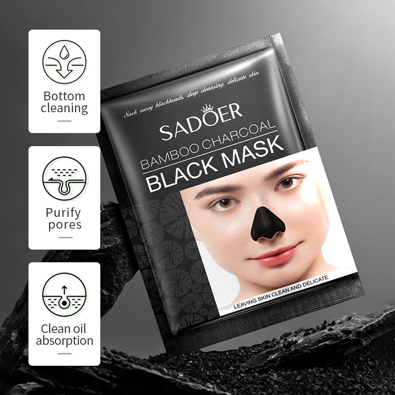 Nose Strips Pack SADOER Bamboo Charcoal Blackhead Absorbing Nose Mask Patch T District Nursing  Foreign Trade Wholesale