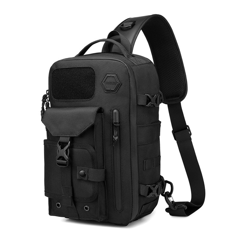 OZUKO Tactical Chest Bag Men's Waterproof Crossbody Bag Outdoor Sports Small Backpack Trendy Shoulder Portable Men's Bag