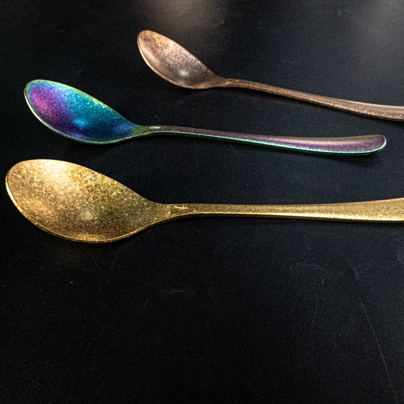 Factory Direct Sale Pure Titanium Spoon Household Crystal Ice Flower Colorful Soup Spoon Outdoor Pure Titanium Korean Style Table Spoon Camping Outdoor