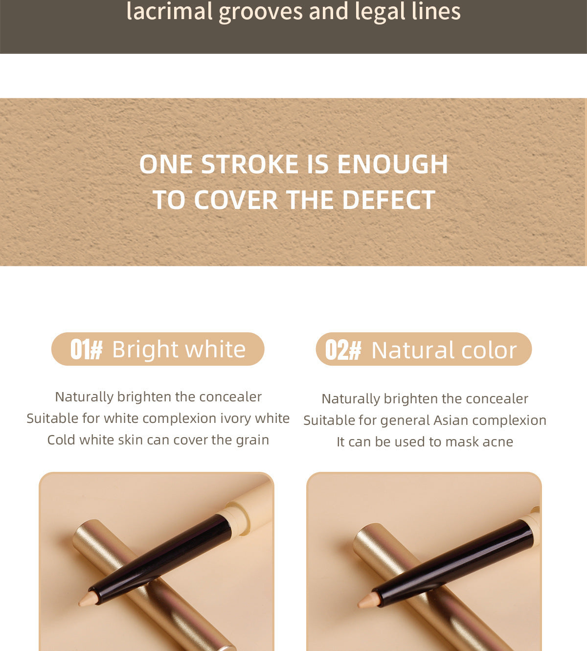 Fine Concealer Pen for Under-eye Dark Circles, Acne Marks, and Shadow Contouring Stick