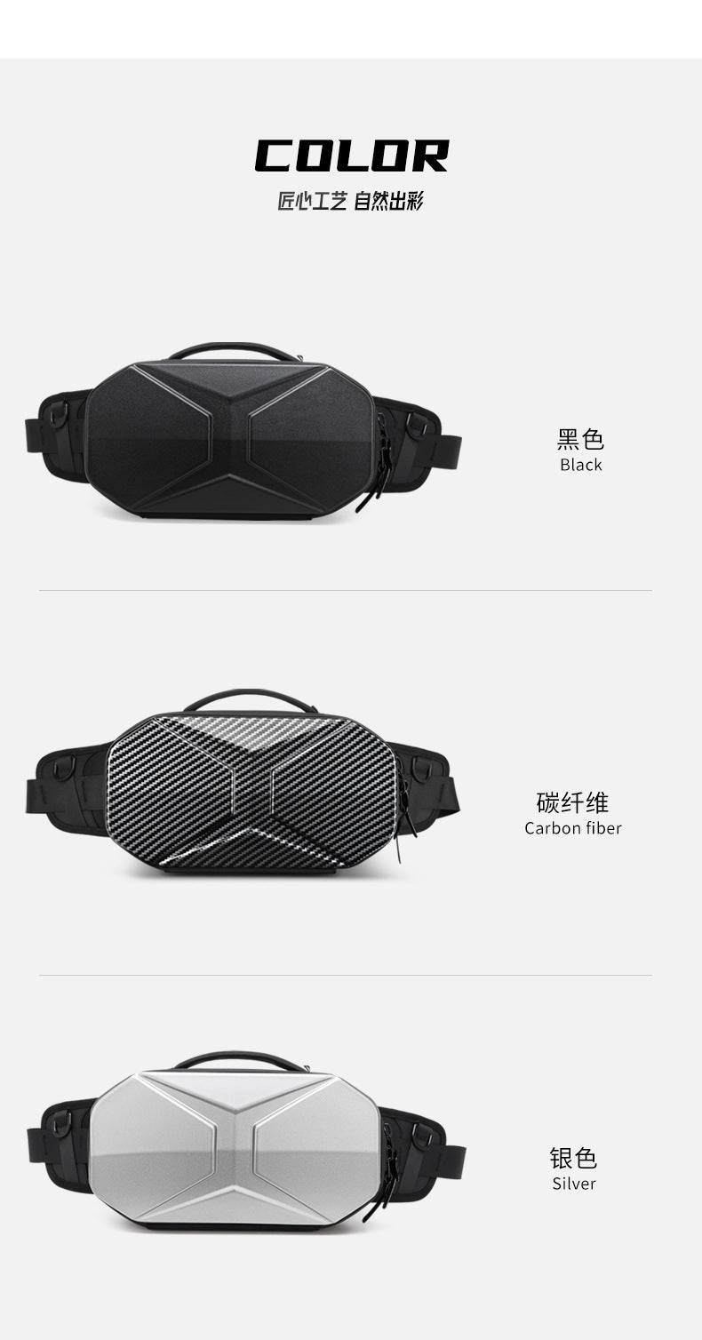 OZUKO Functional Waist Bag for Men PC Hard Shell Chest Bag Waterproof Trendy Sports Crossbody Multifunctional Waist Bag Wholesale
