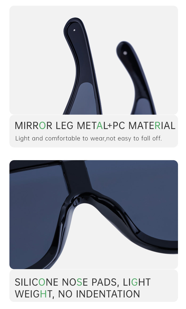 European and American Fashion One-piece Large Frame Sports Sunscreen Sunglasses Women's Trendy Sports Cycling Windproof Sunglasses Men's Glasses