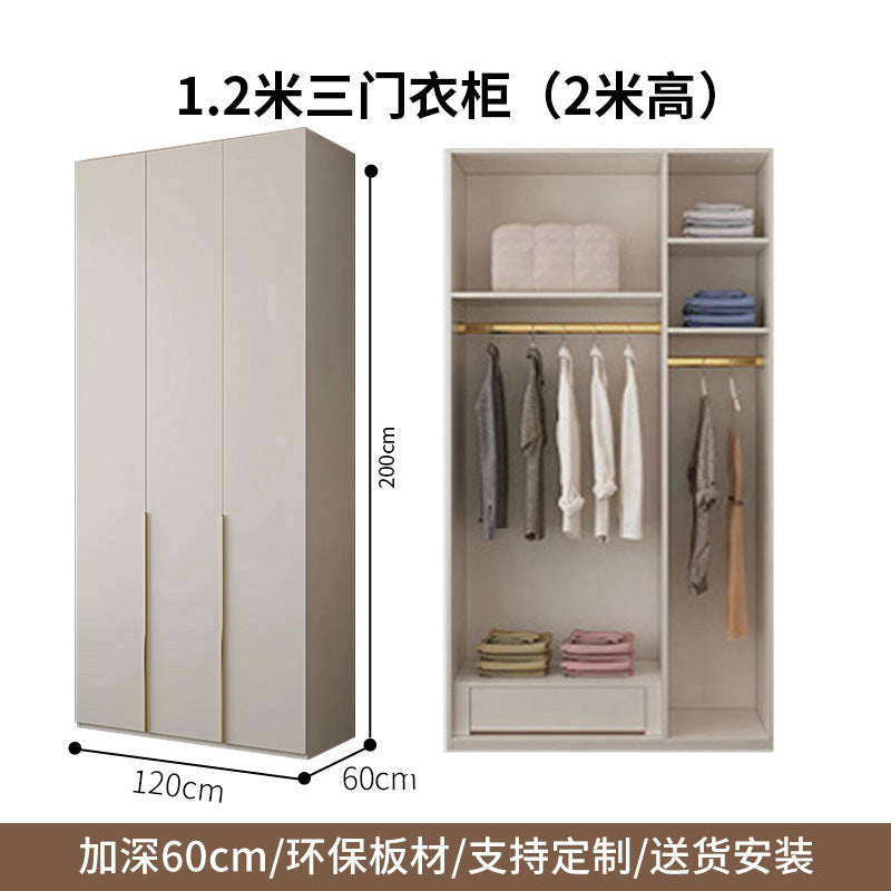 Cream Style Solid Wood Wardrobe Modern Simple Bedroom Storage Cabinet One Door to Ceiling Economical Small Apartment Home Large Wardrobe