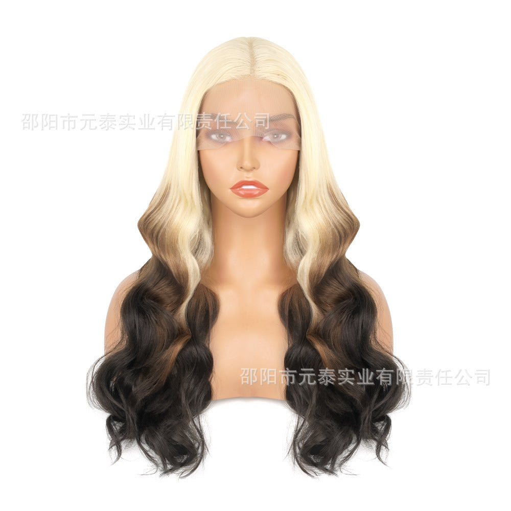 Lace Front Big Wave Synthetic Wig Long Curly Hair frontalwig Gradient Highlight Headband Gradient Highlight
