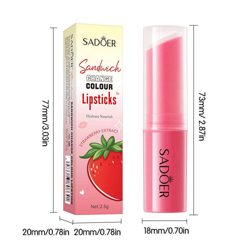 Fruit Filled Temperature Changing Lip Balm SADOER Hydrating Moisturizing Temperature Changing Lip Balm for Foreign Trade